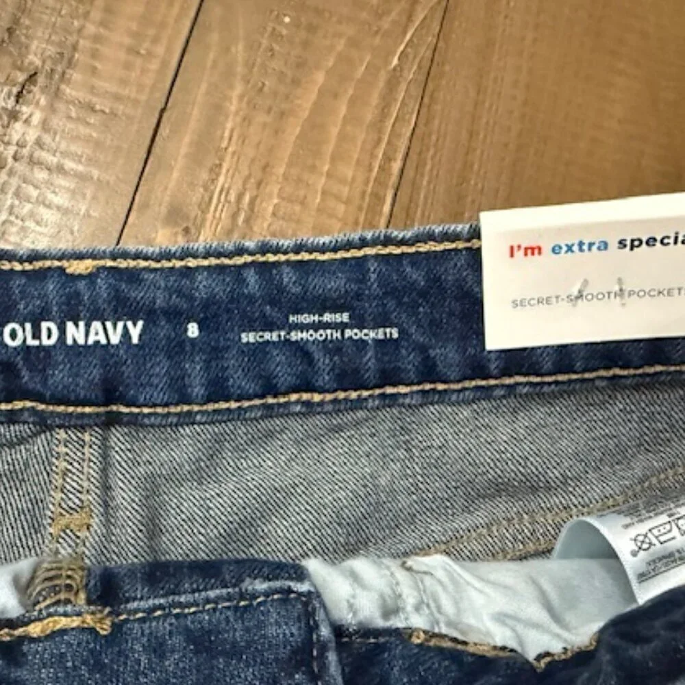Old Navy High Rise Secret Smooth Pockets Blue Denim Skirt Women's Size 8